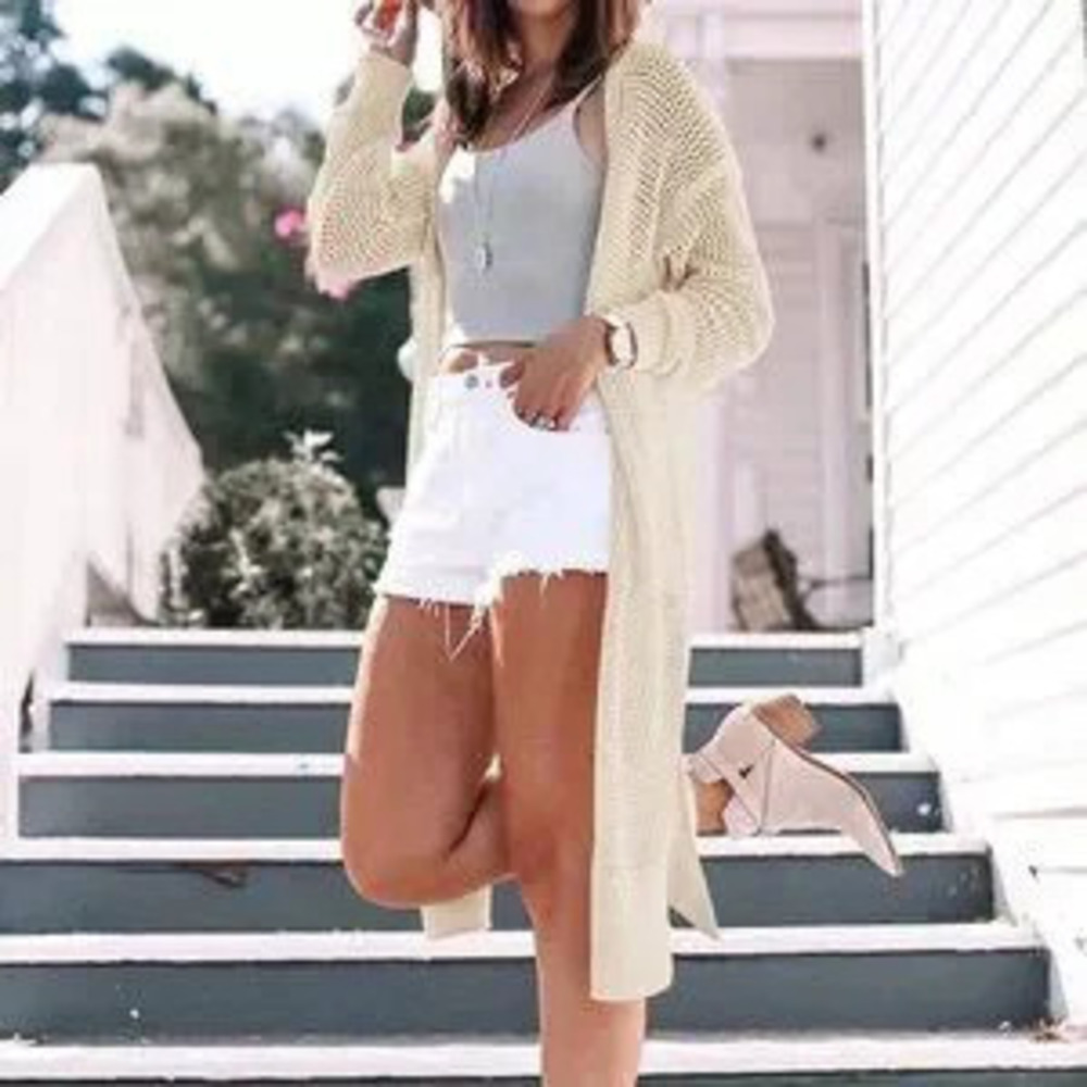 ZARA Apricot Women's Elegant Open Front Knit Cardigan